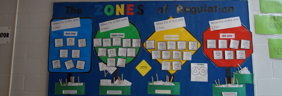 Bulletin Board promoting zones of regulations for students' emotions